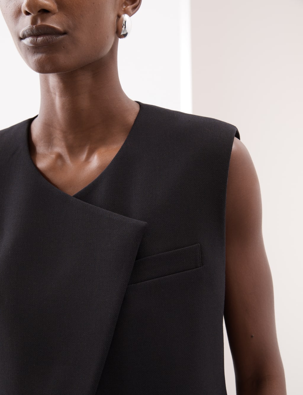 Asymmetric Waistcoat with Wool