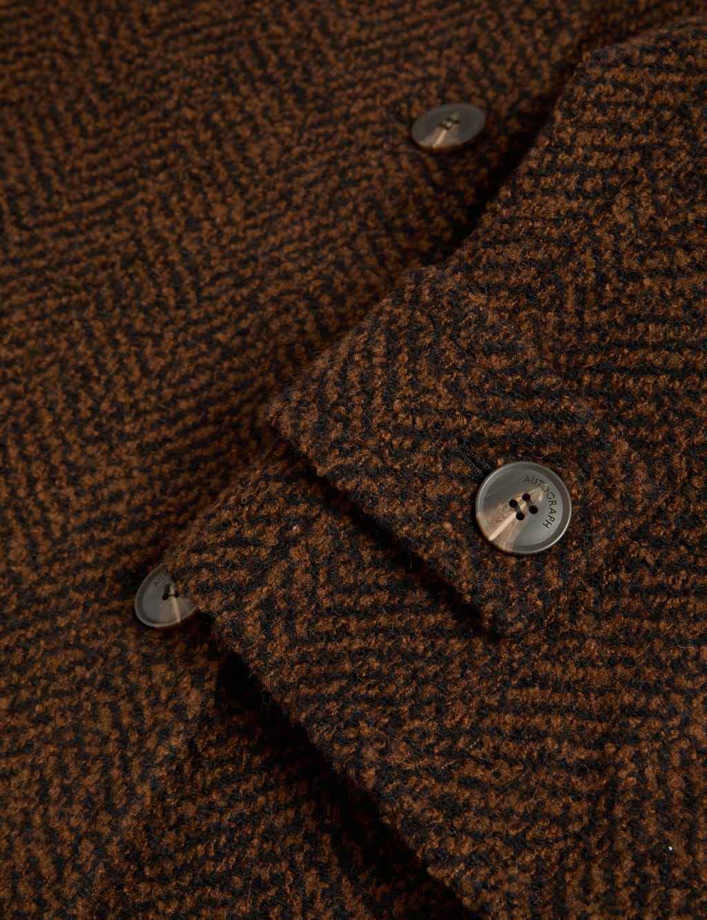 Wool Blend Herringbone Longline Tailored Coat