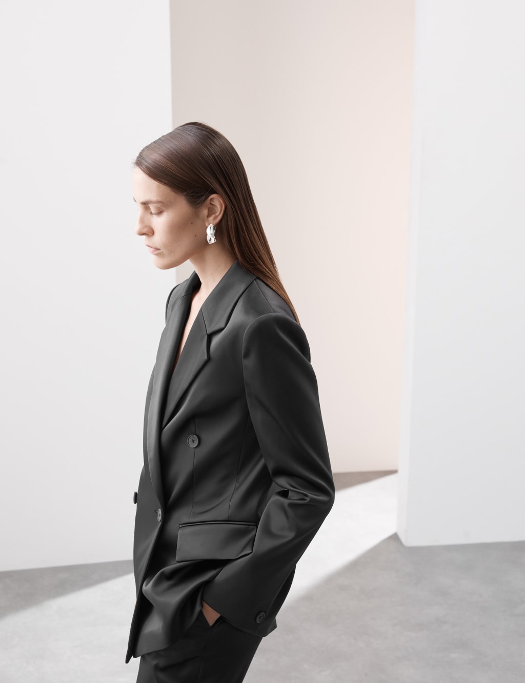 Satin double breasted blazer hotsell