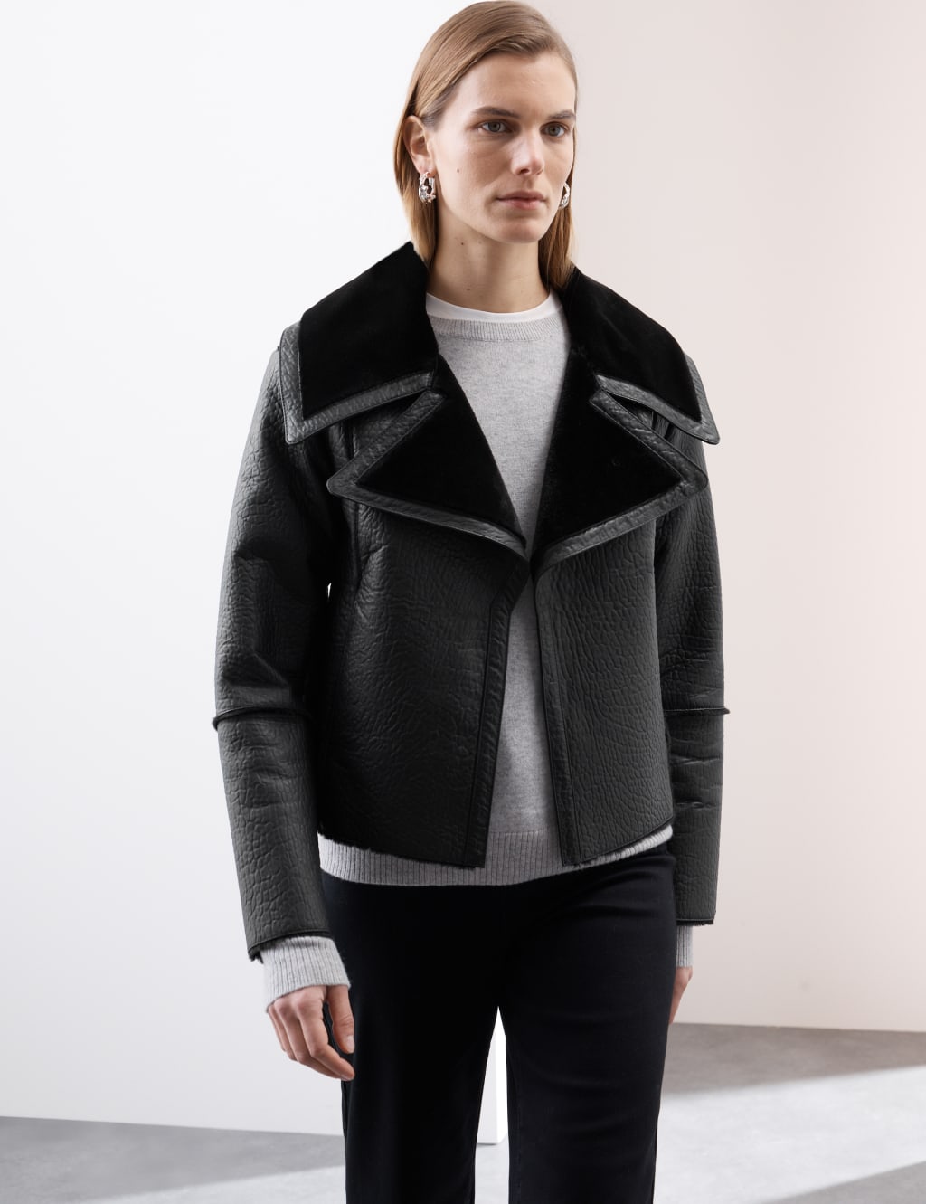Tall Faux Fur Lined Leather Jacket | boohoo USA