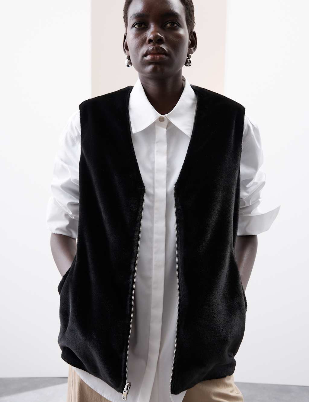 Suede Reversible Faux Fur Lined Gilet 6 of 9