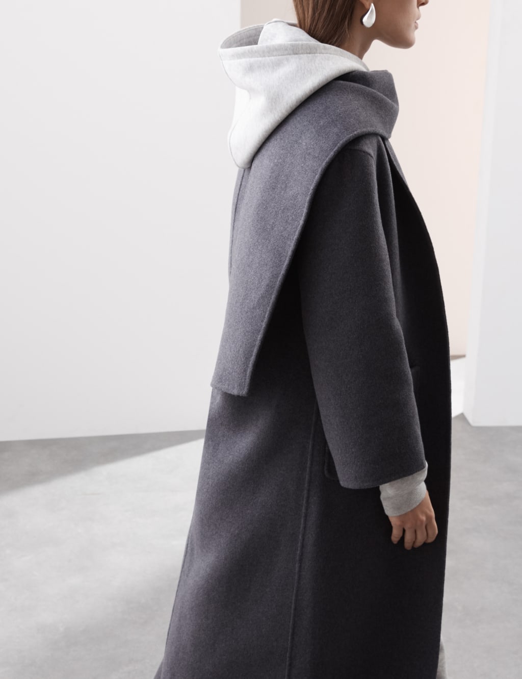 Wool Blend Longline Wrap Coat With Scarf Autograph M S