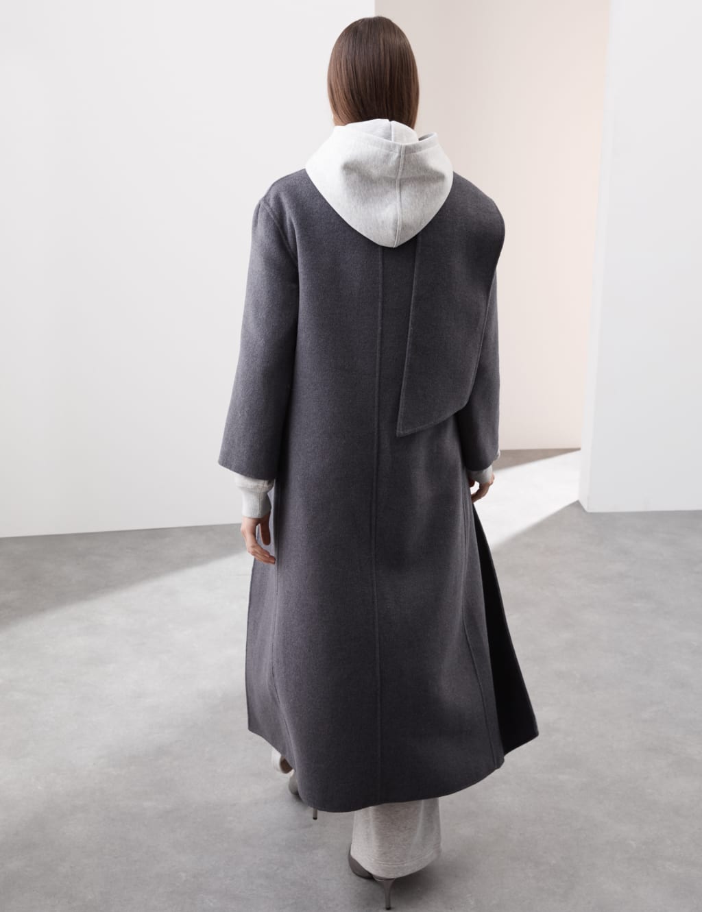 Wool blend long wrap coat online