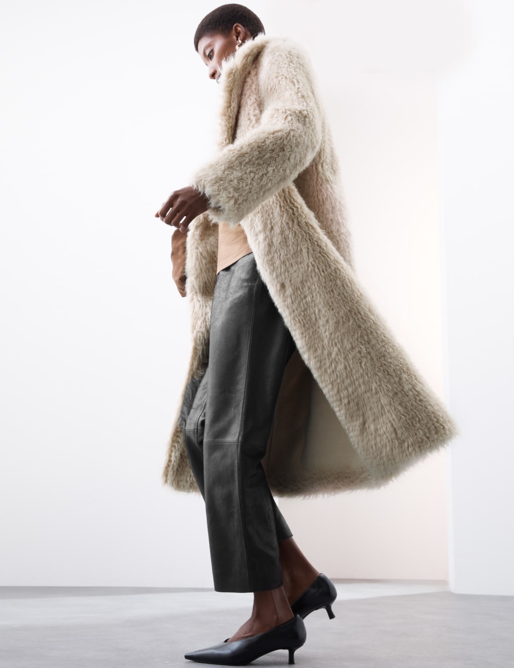 Marks and spencer faux fur coat top
