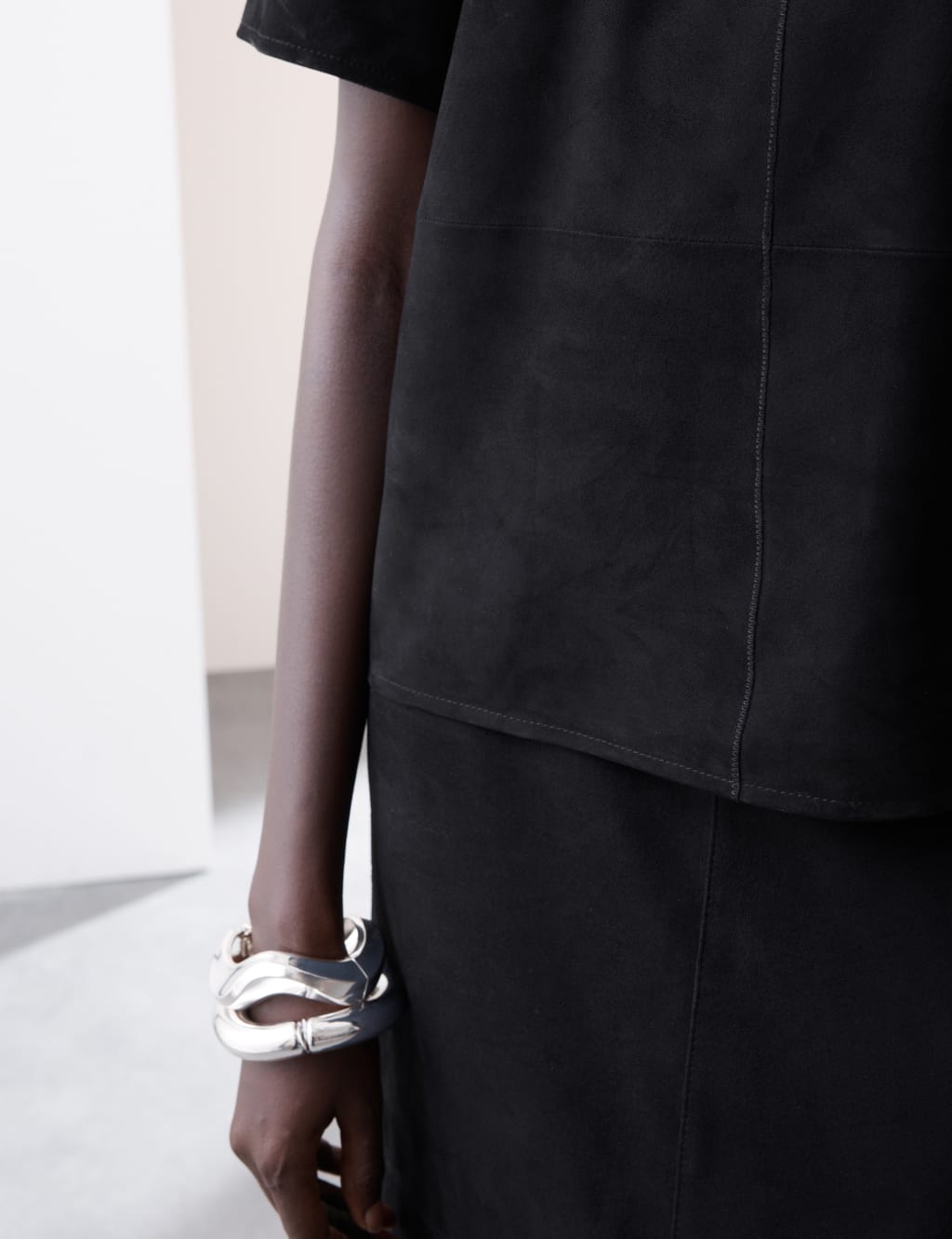 Suede Collarless Top 3 of 7