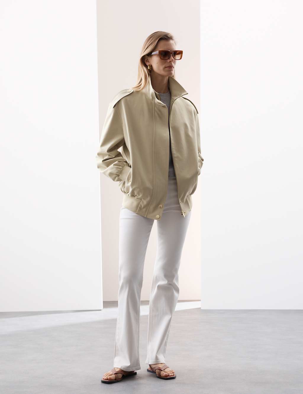 Cotton Lyocell™ Blend Blouson Bomber Jacket 1 of 8