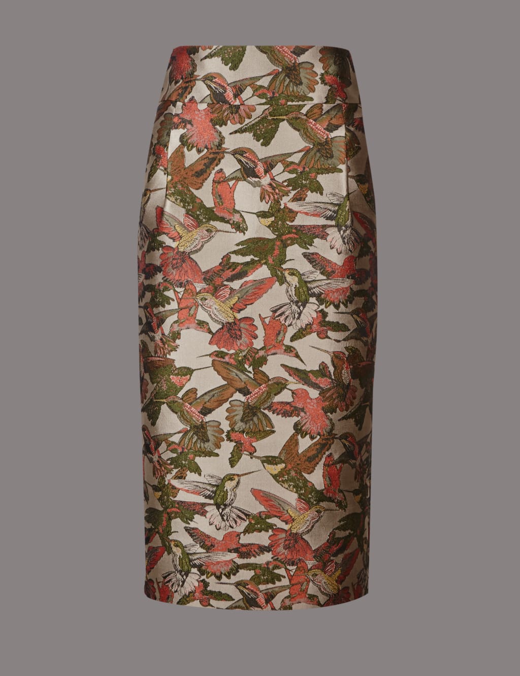 Jacquard Bird Print A-Line Midi Skirt 2 of 5