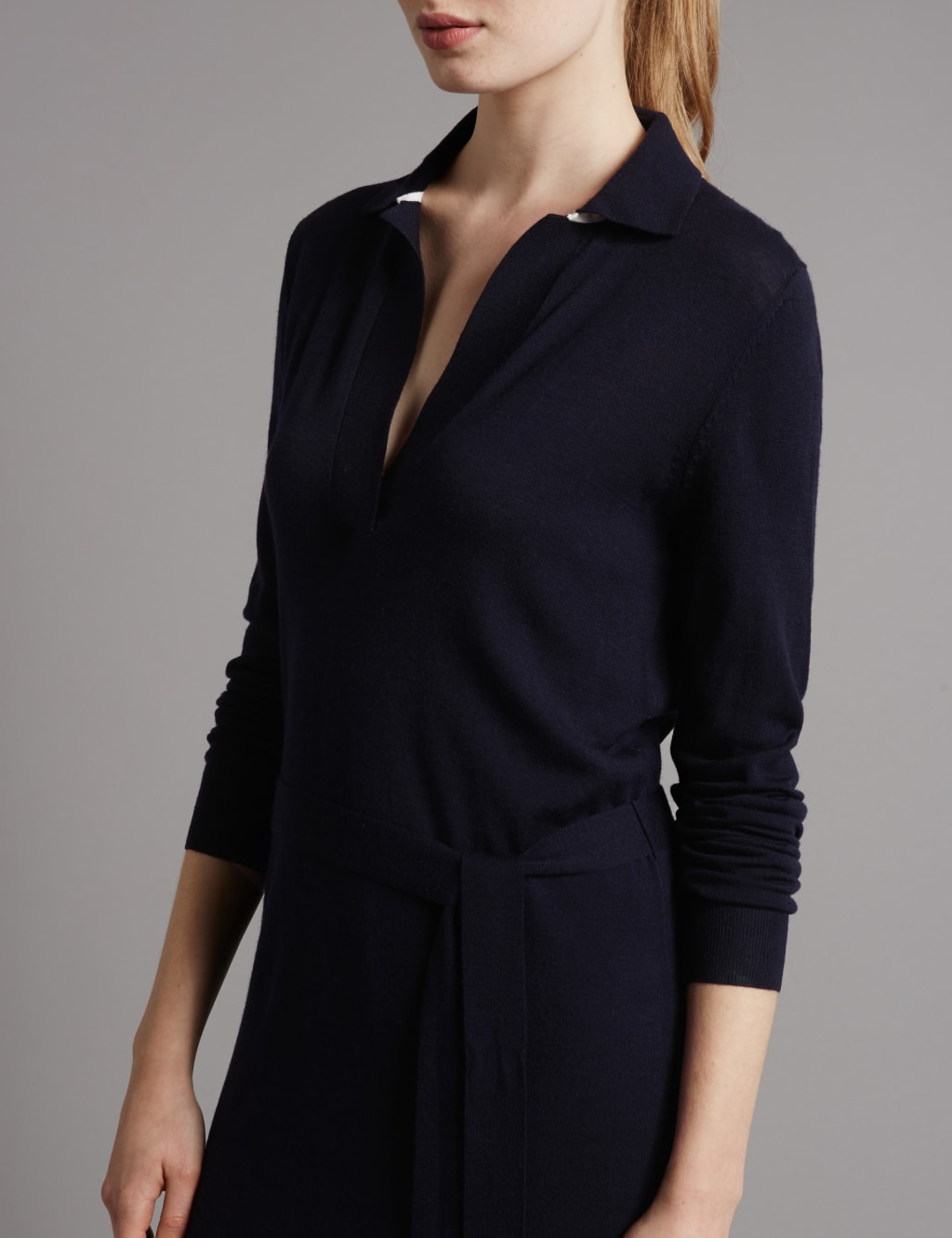 V-Neck Jumper Dress with Belt 4 of 4