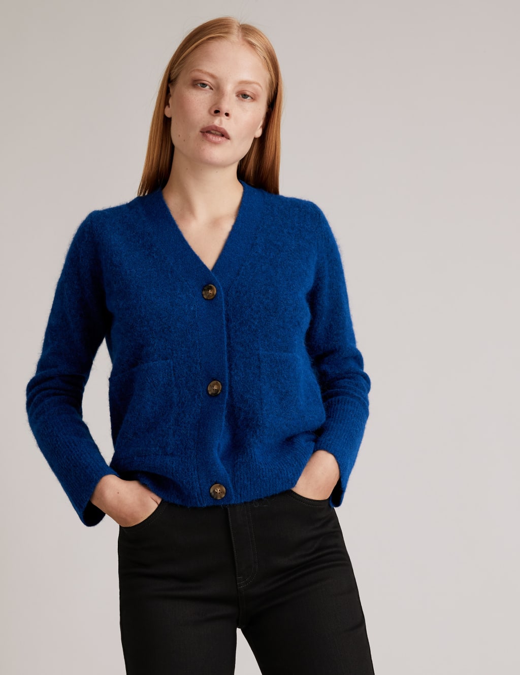 Wool Blend Textured Button Front Cardigan 3 of 6
