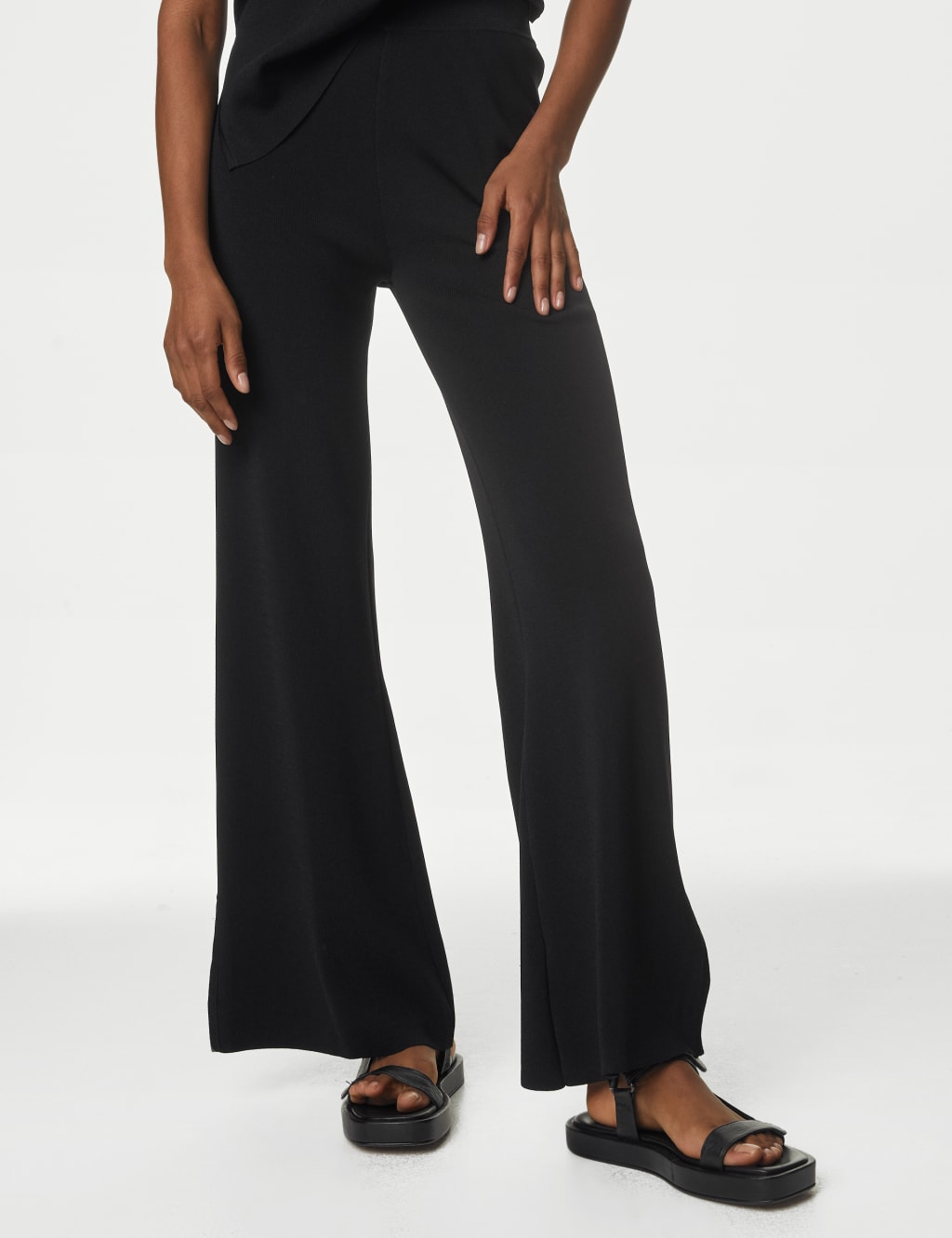 Wide leg elasticated waist women's trousers deals
