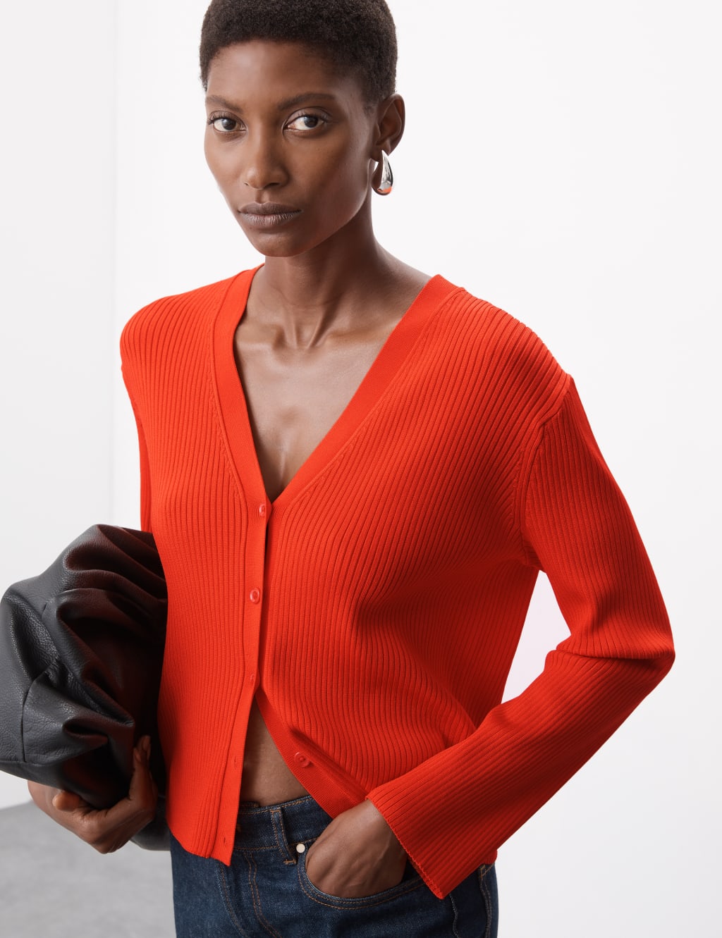 Textured Button Front Cardigan