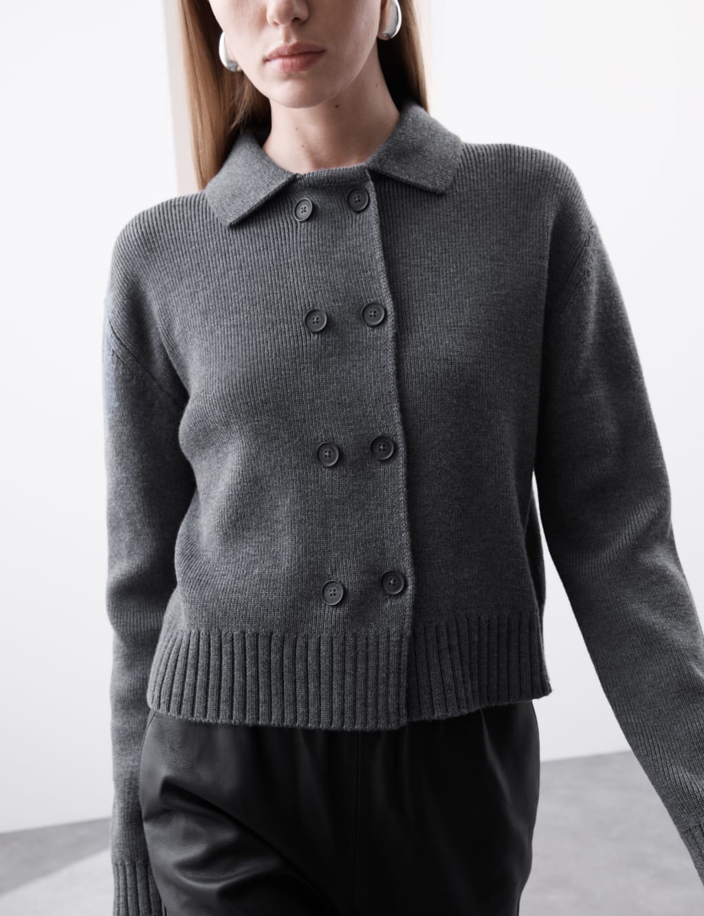 Pure Merino Wool Cropped Knitted Jacket 5 of 6