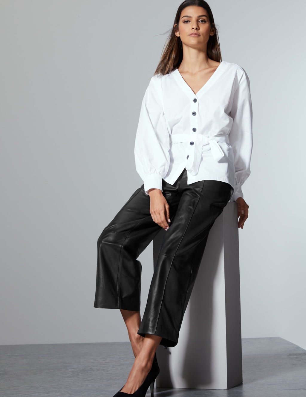 M&s leather trousers sales