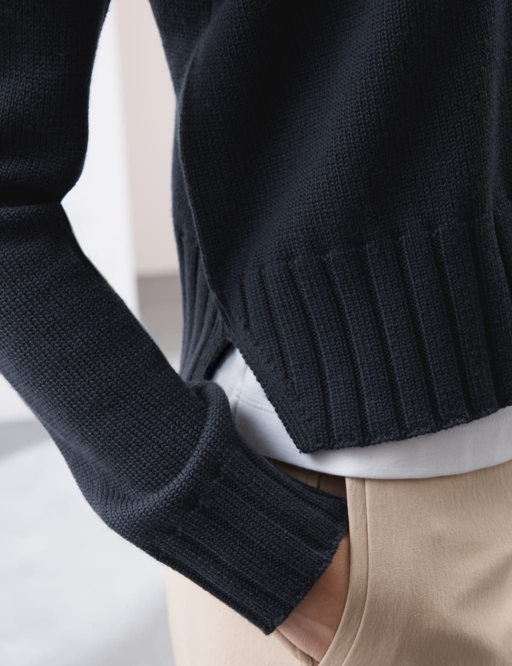 Pure Merino Wool Ribbed Crew Neck Jumper 4 of 8