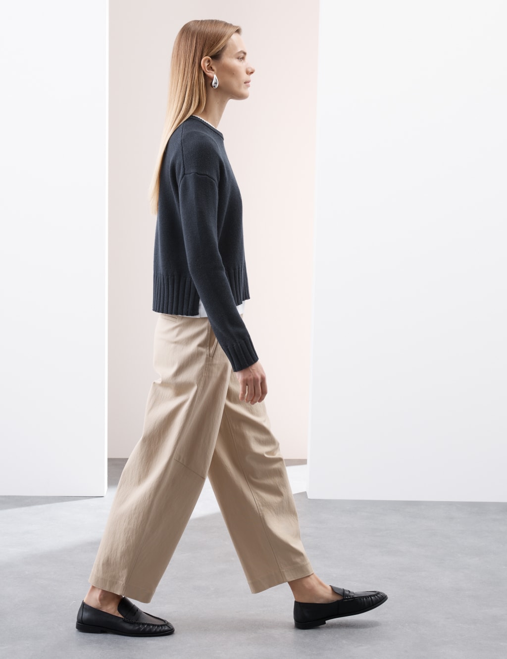 Pure Merino Wool Ribbed Crew Neck Jumper 5 of 8