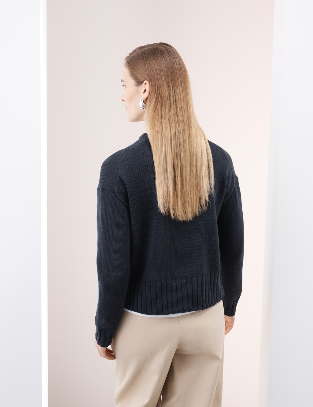 Pure Merino Wool Ribbed Crew Neck Jumper 7 of 8