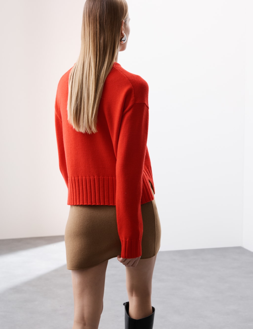 Pure Merino Wool Ribbed Crew Neck Jumper 4 of 7