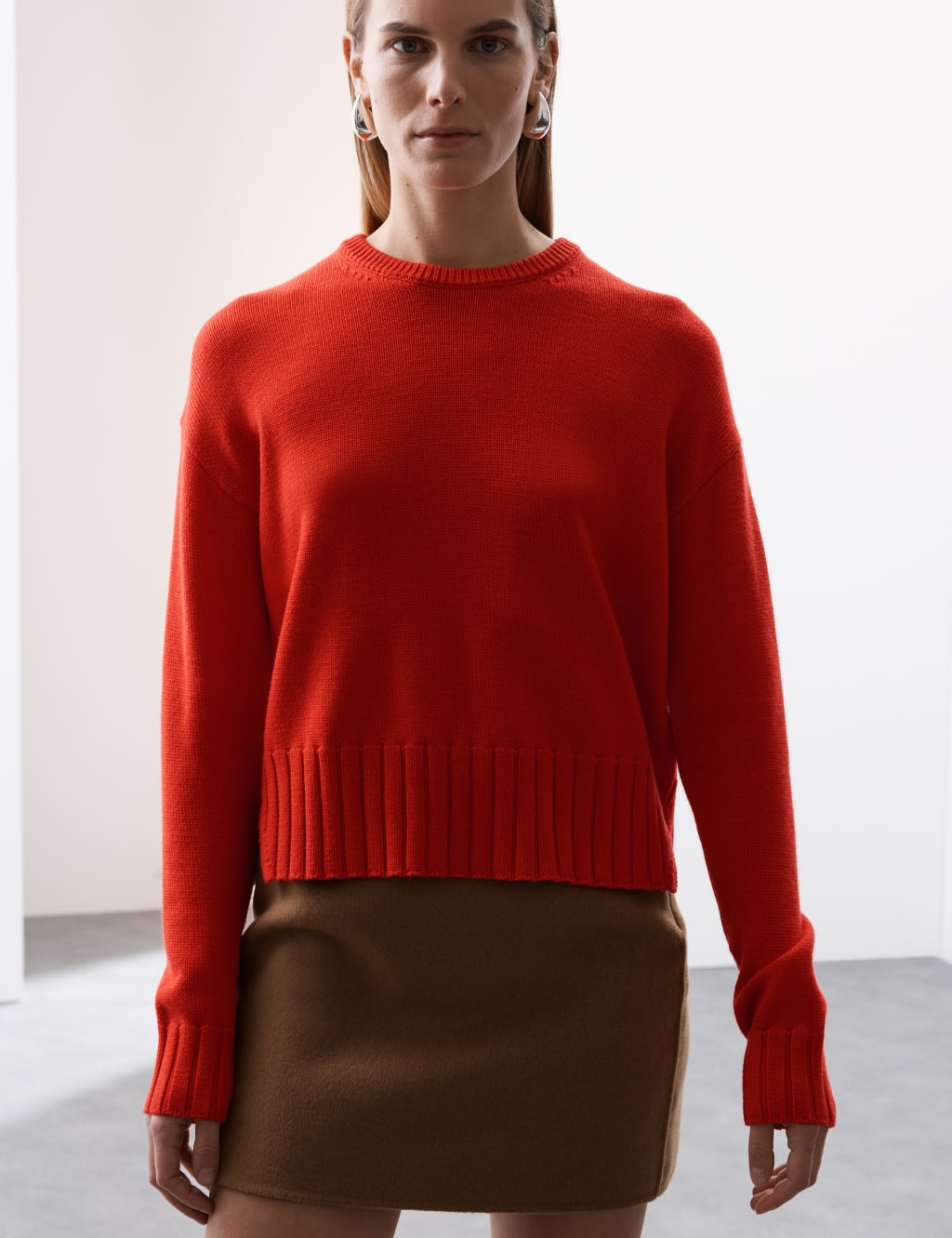 Pure Merino Wool Ribbed Crew Neck Jumper 6 of 7