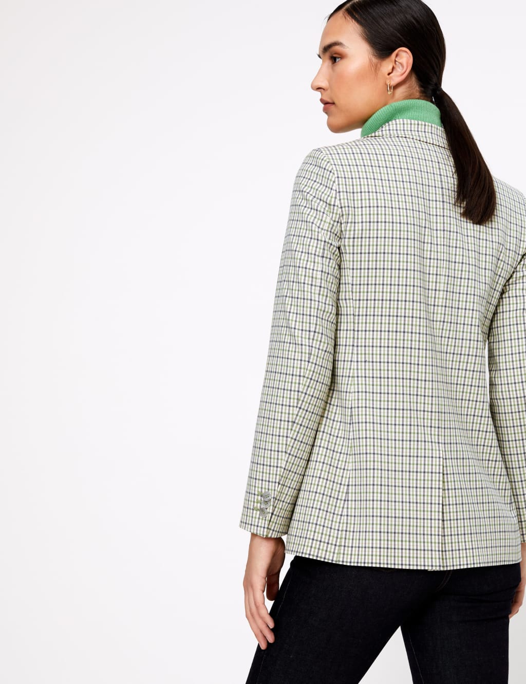 Wool Blend Checked Single Breasted Blazer 4 of 4