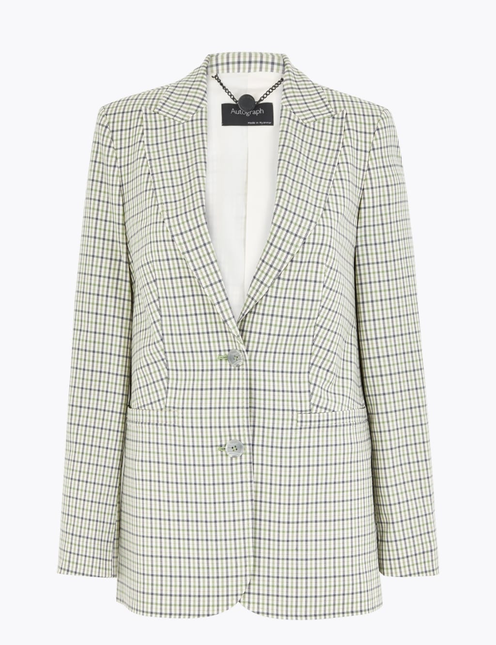 Wool Blend Checked Single Breasted Blazer 2 of 4