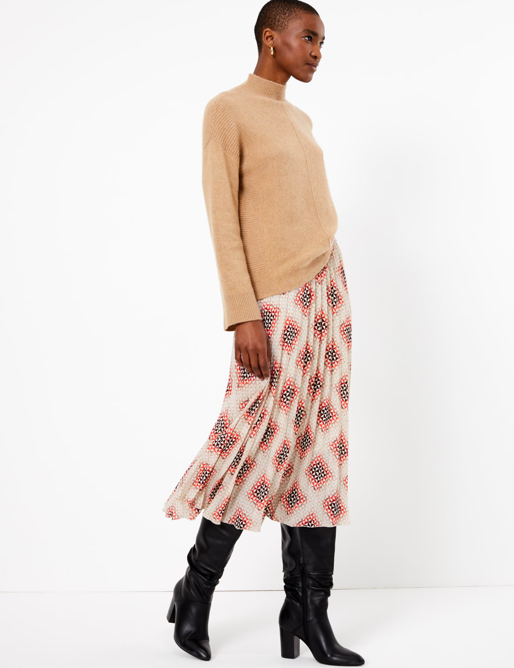 Printed Fit & Flare Midi Skirt 6 of 6