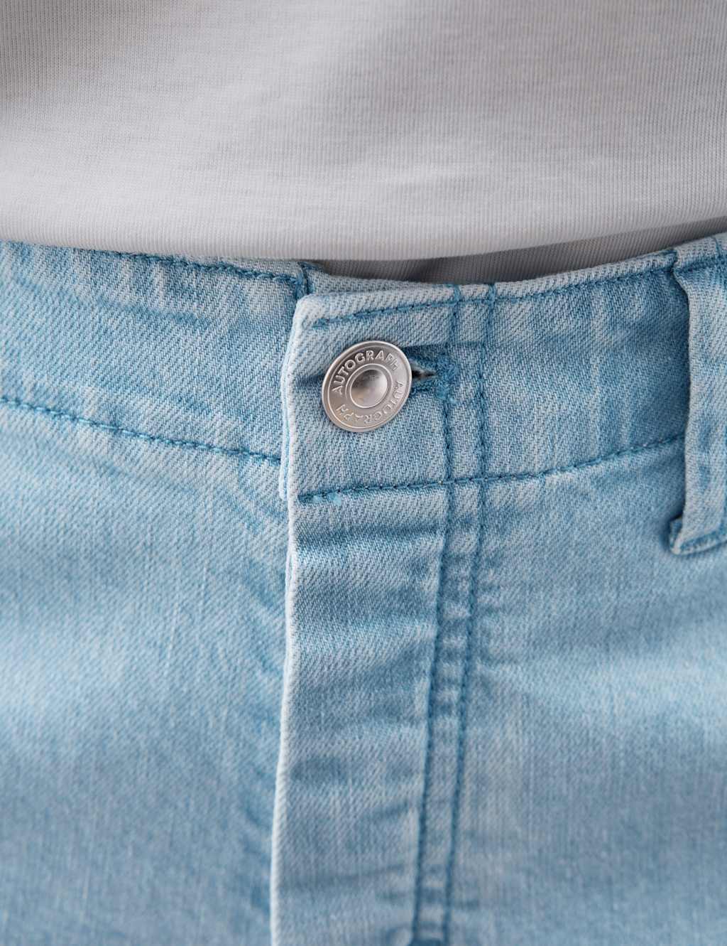 Denim High Waisted Knee Length Bermuda Shorts 4 of 5