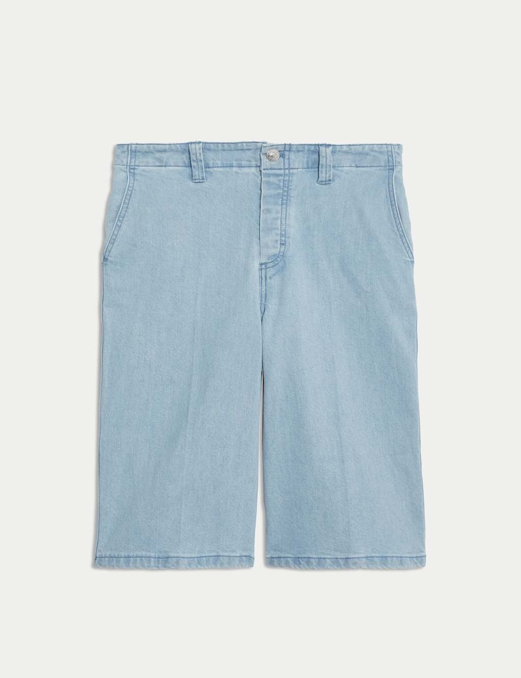 Denim High Waisted Knee Length Bermuda Shorts 2 of 5