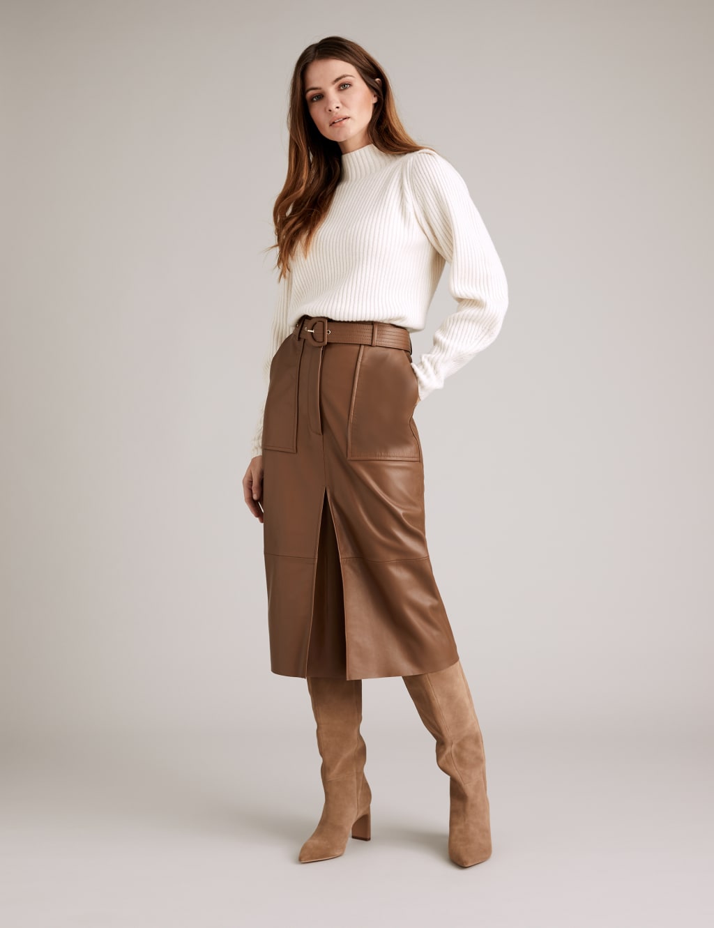 Leather midi pencil skirt uk store