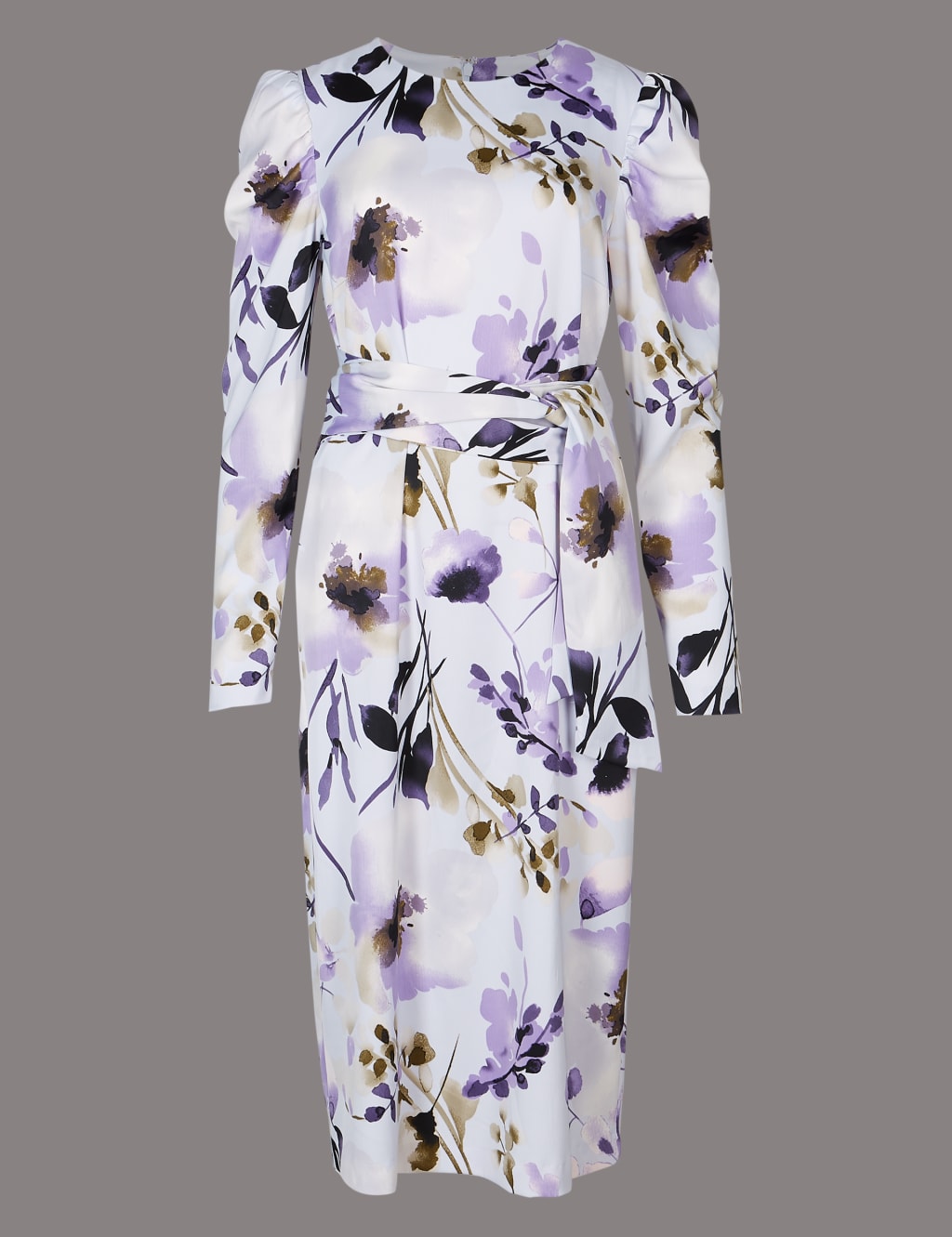 Floral Print Belted Tunic Midi Dress 2 of 5
