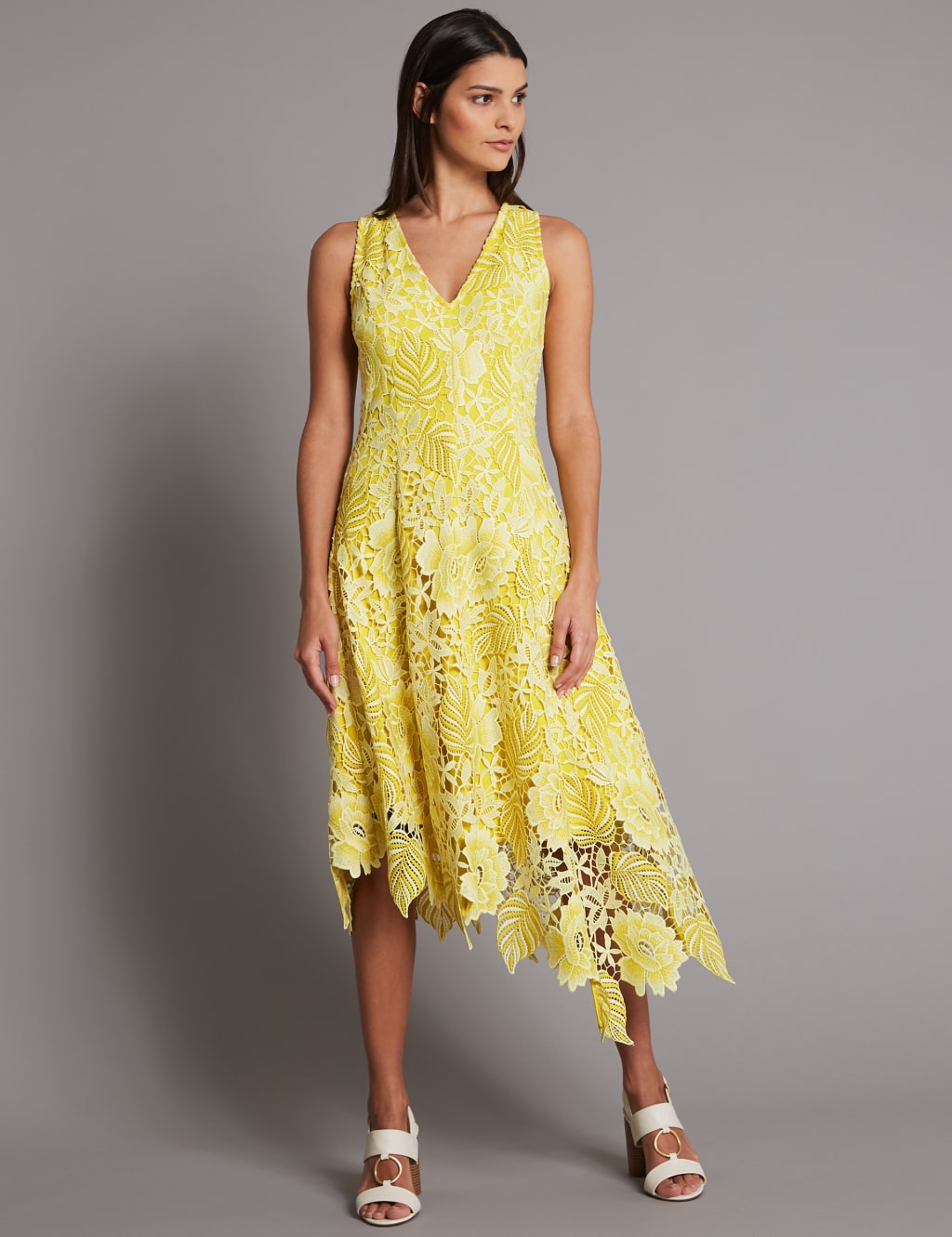 Floral Lace Asymmetric Midi Dress 3 of 6