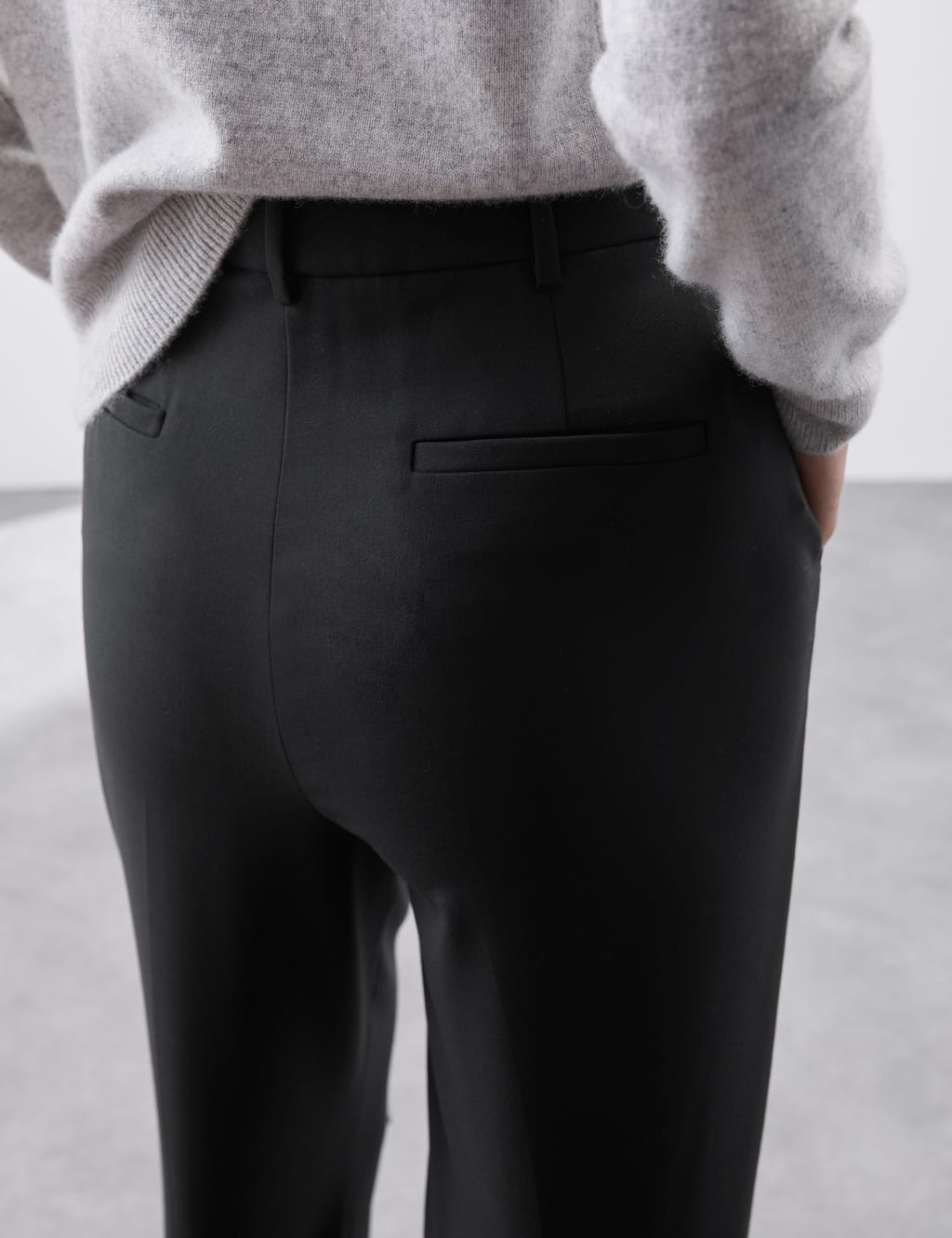 Wool Blend Straight Leg Trousers with Silk Autograph M S