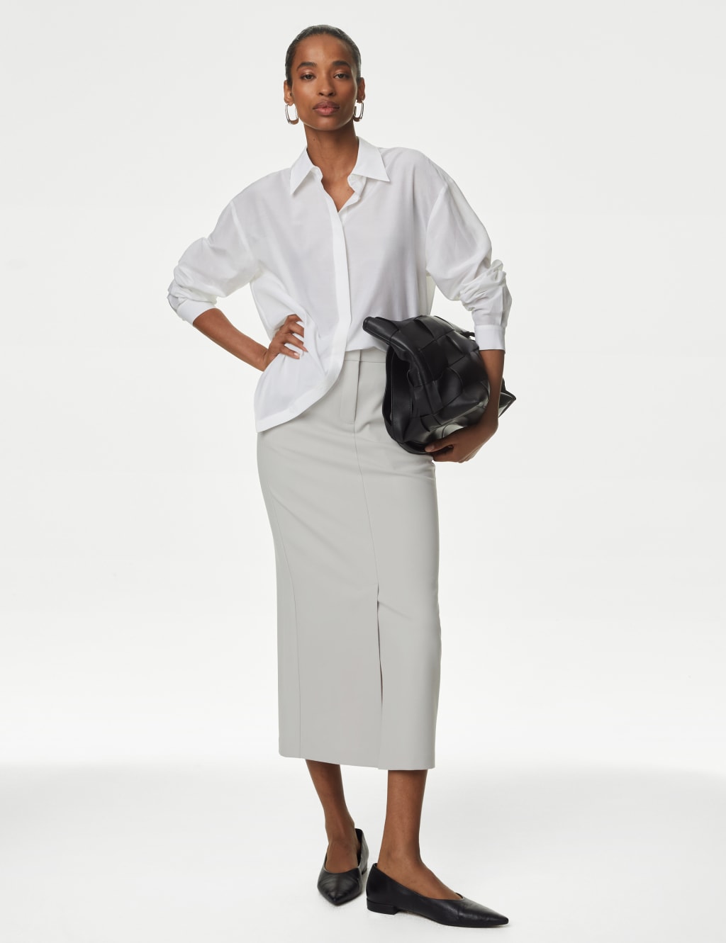 Grey pencil skirt marks and spencer online