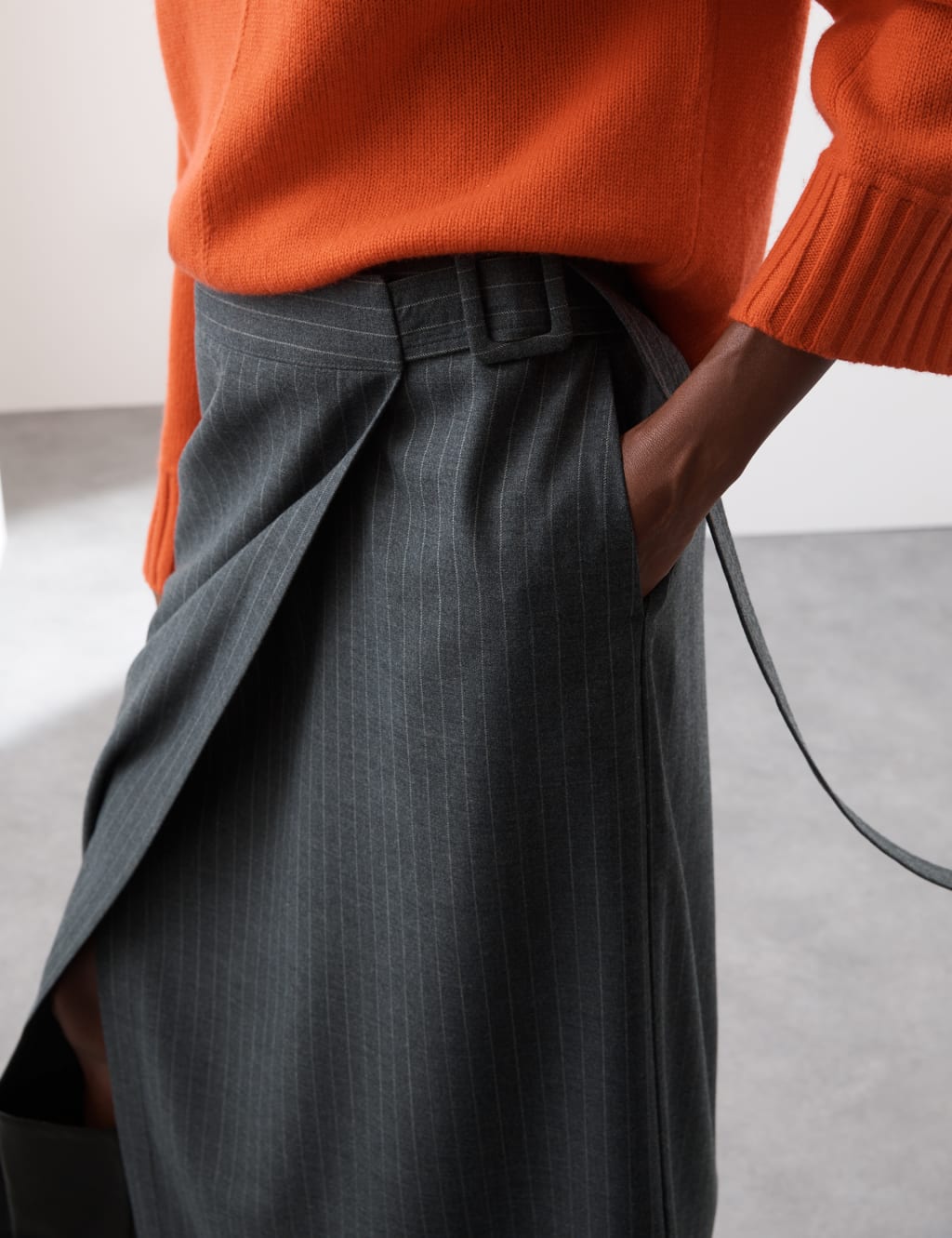 Grey wrap around skirt online