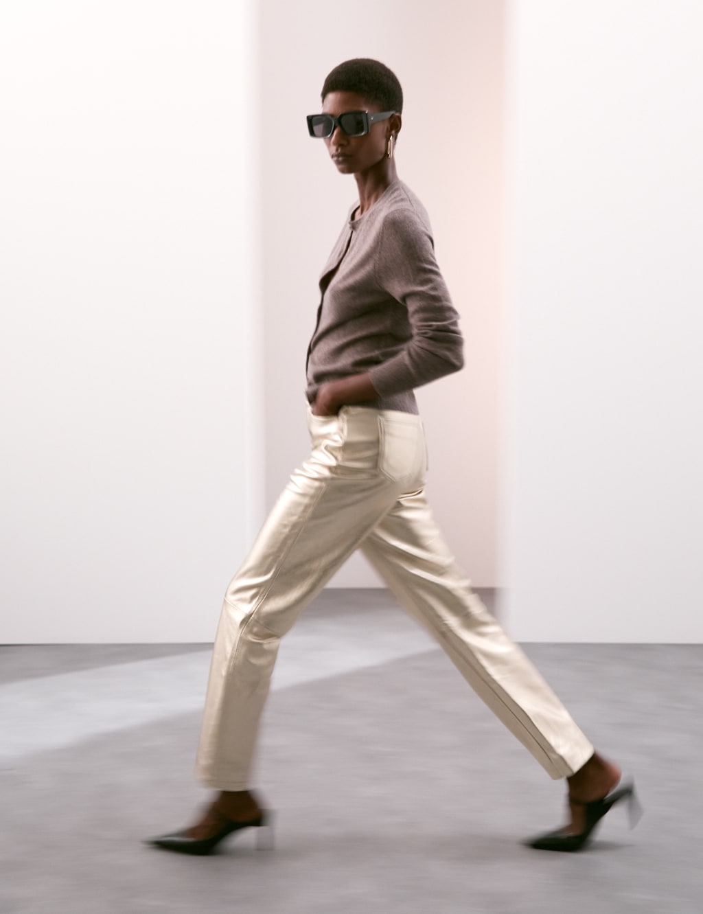 Leather Metallic Trousers