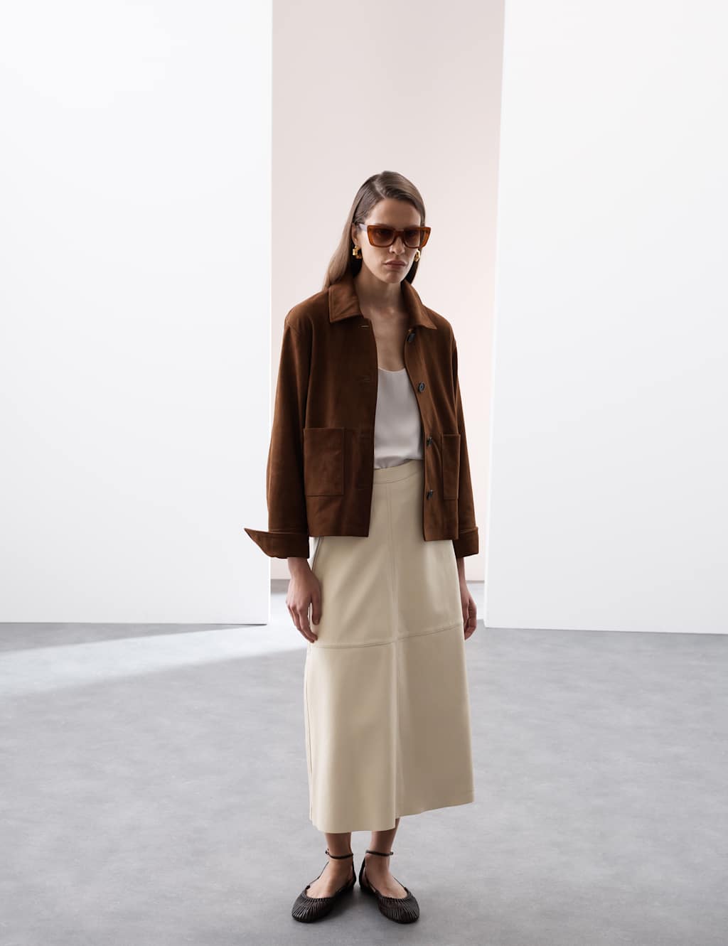 Leather Midi A-Line Skirt 3 of 6