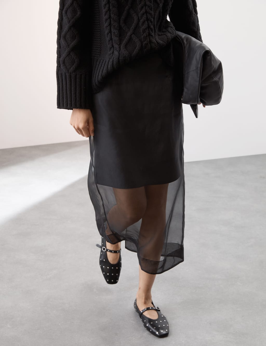 Silk organza midi skirt on sale
