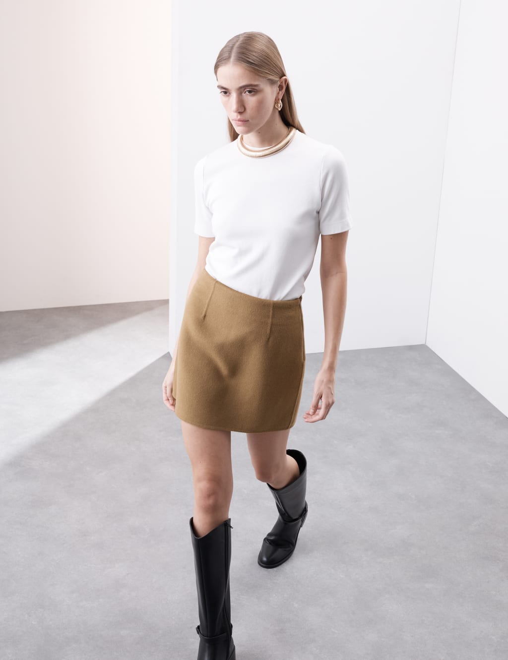 Wool Blend Mini A-Line Skirt 3 of 6