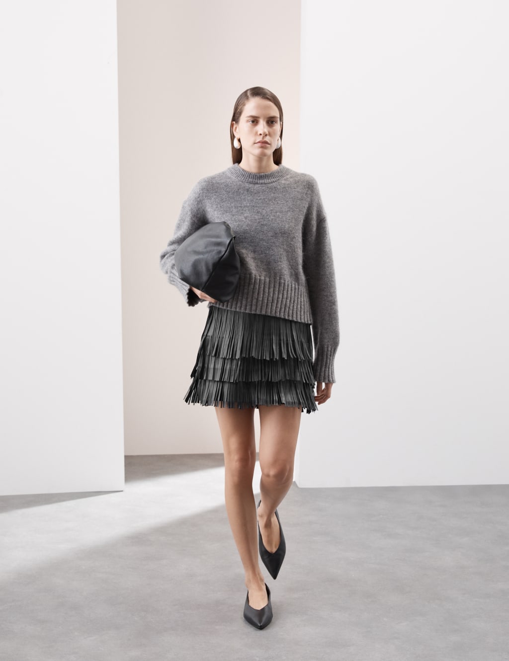Leather Tassel Mini A Line Skirt Autograph M S