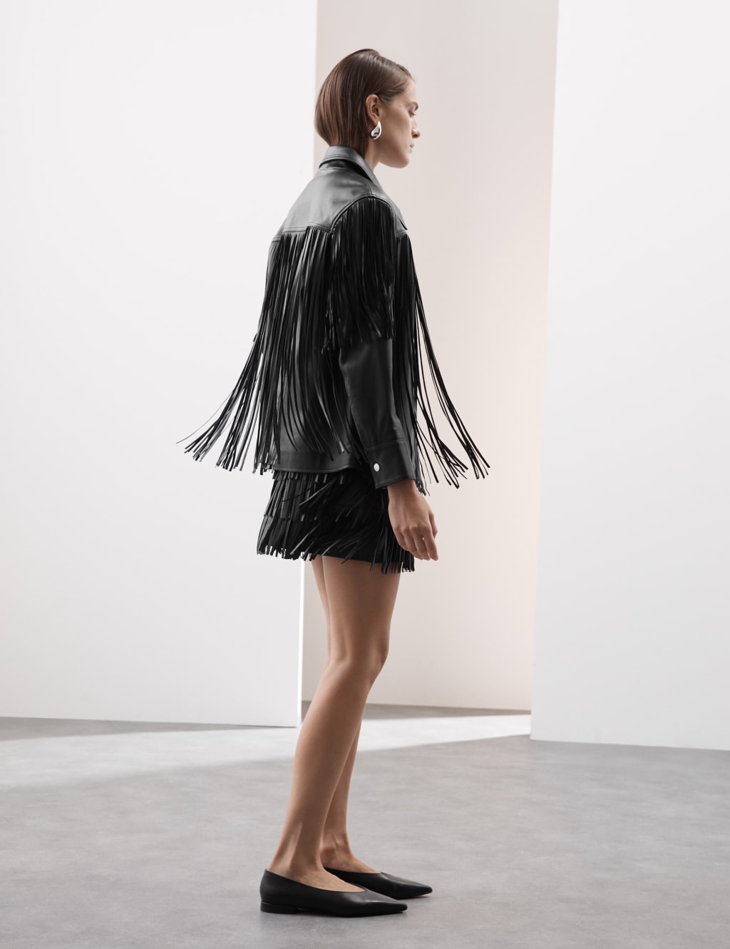 Leather Tassel Mini A Line Skirt Autograph M S