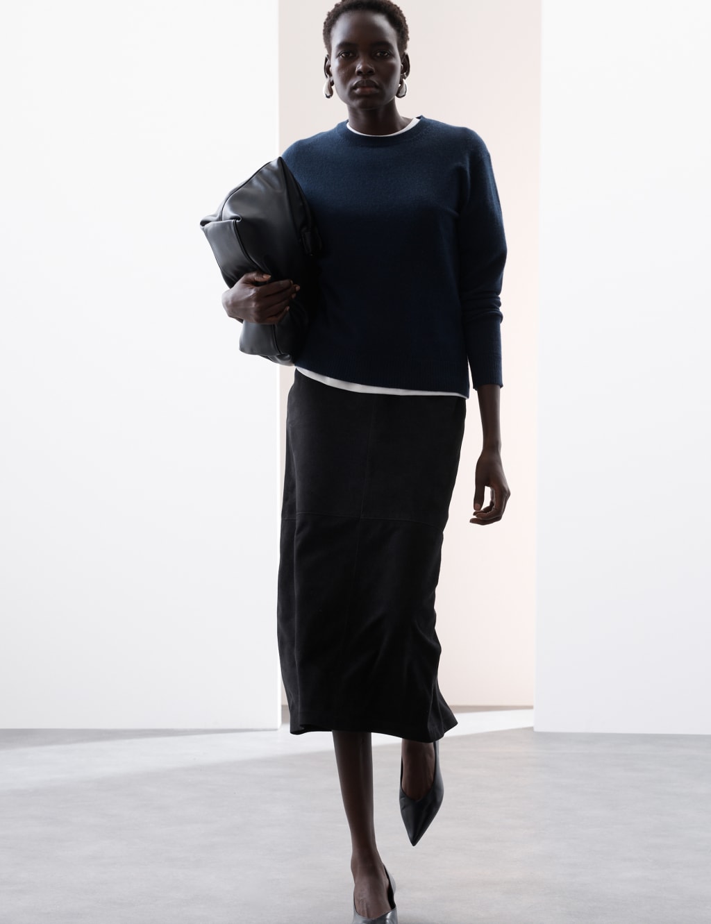 Suede Midi A-Line Skirt 3 of 7