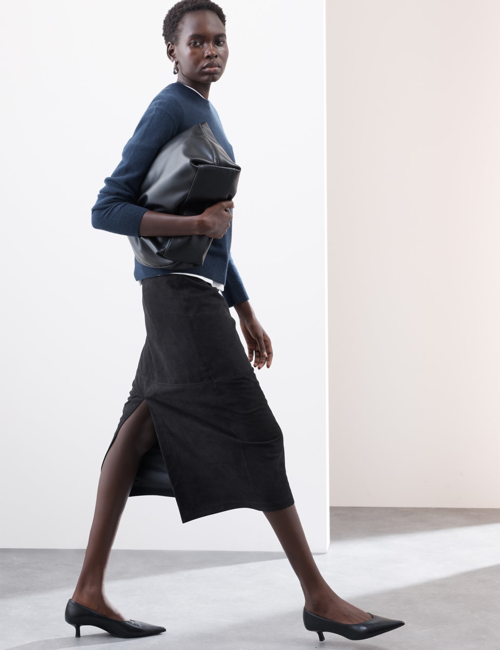 Suede Midi A-Line Skirt 5 of 7