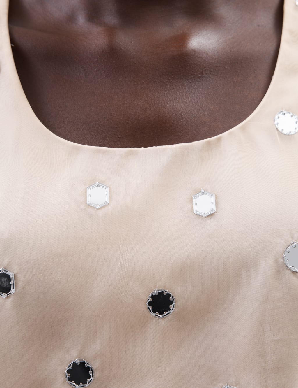 Mirror Embellished Sleeveless Longline Top 5 of 7