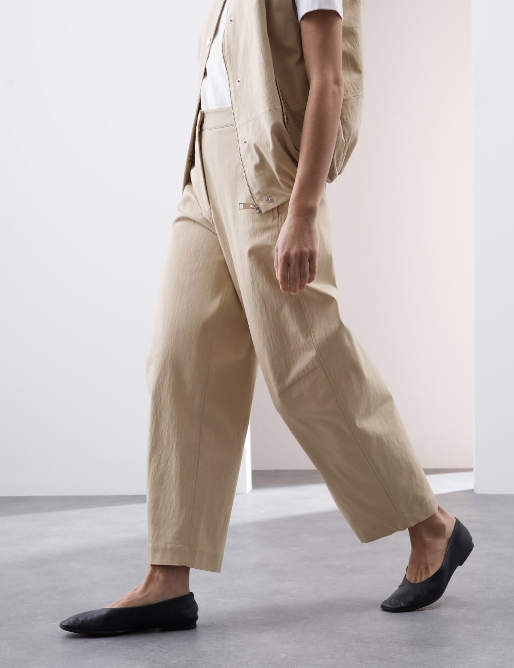 Cotton Blend Barrel Leg Trousers 5 of 5