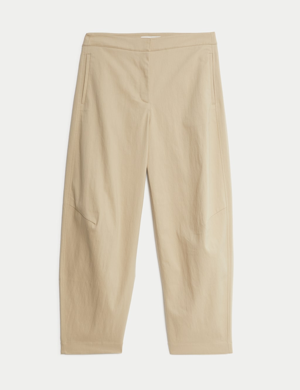 Cotton Blend Barrel Leg Trousers 2 of 5