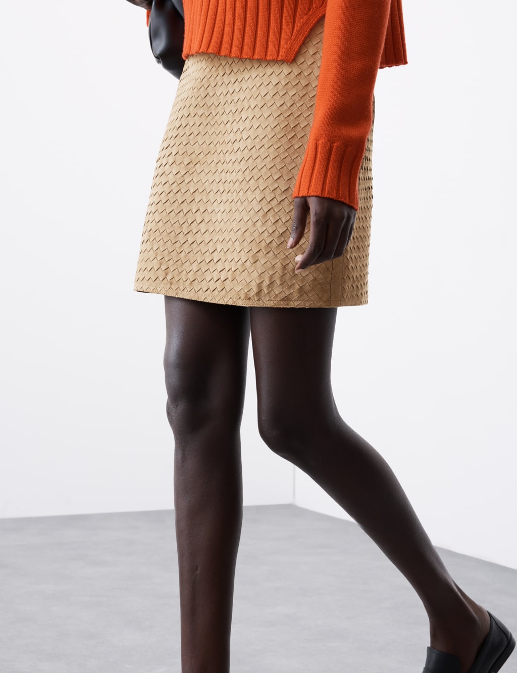 Suede Textured Mini A-Line Skirt 1 of 7