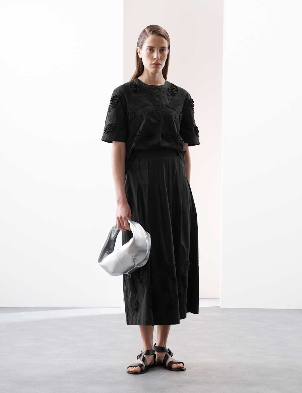 Pure Cotton Embroidered Midi A-Line Skirt 3 of 6