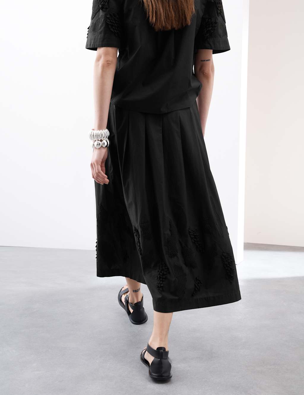 Pure Cotton Embroidered Midi A-Line Skirt 6 of 6