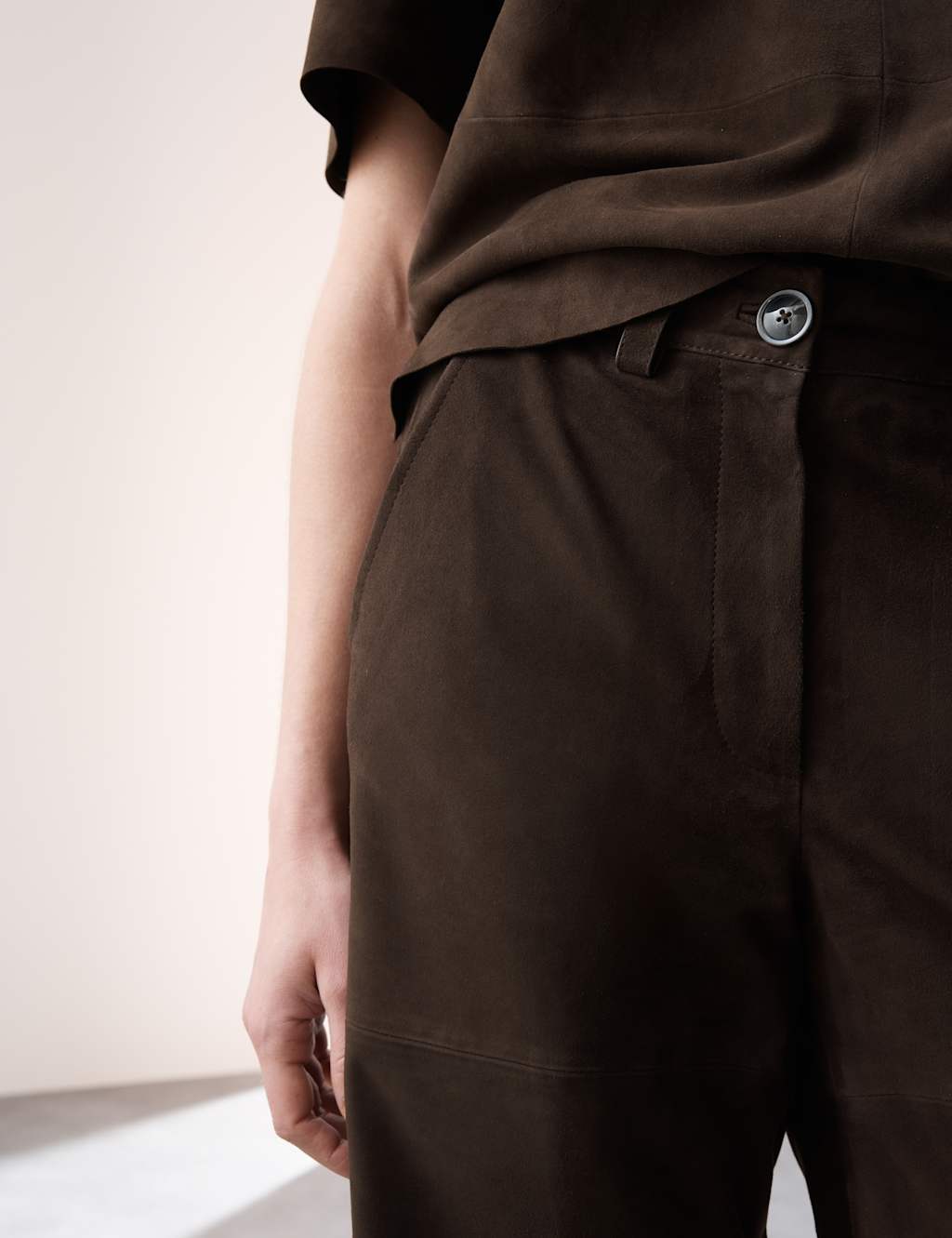Suede High Waisted Knee Length Shorts 5 of 6