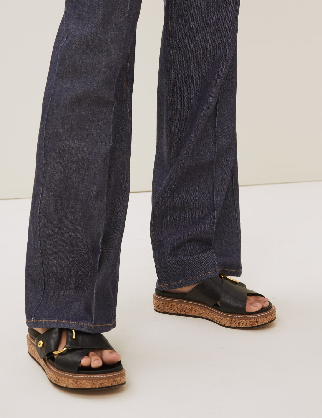 High Waisted Wide Leg Jeans with Silk 4 of 7