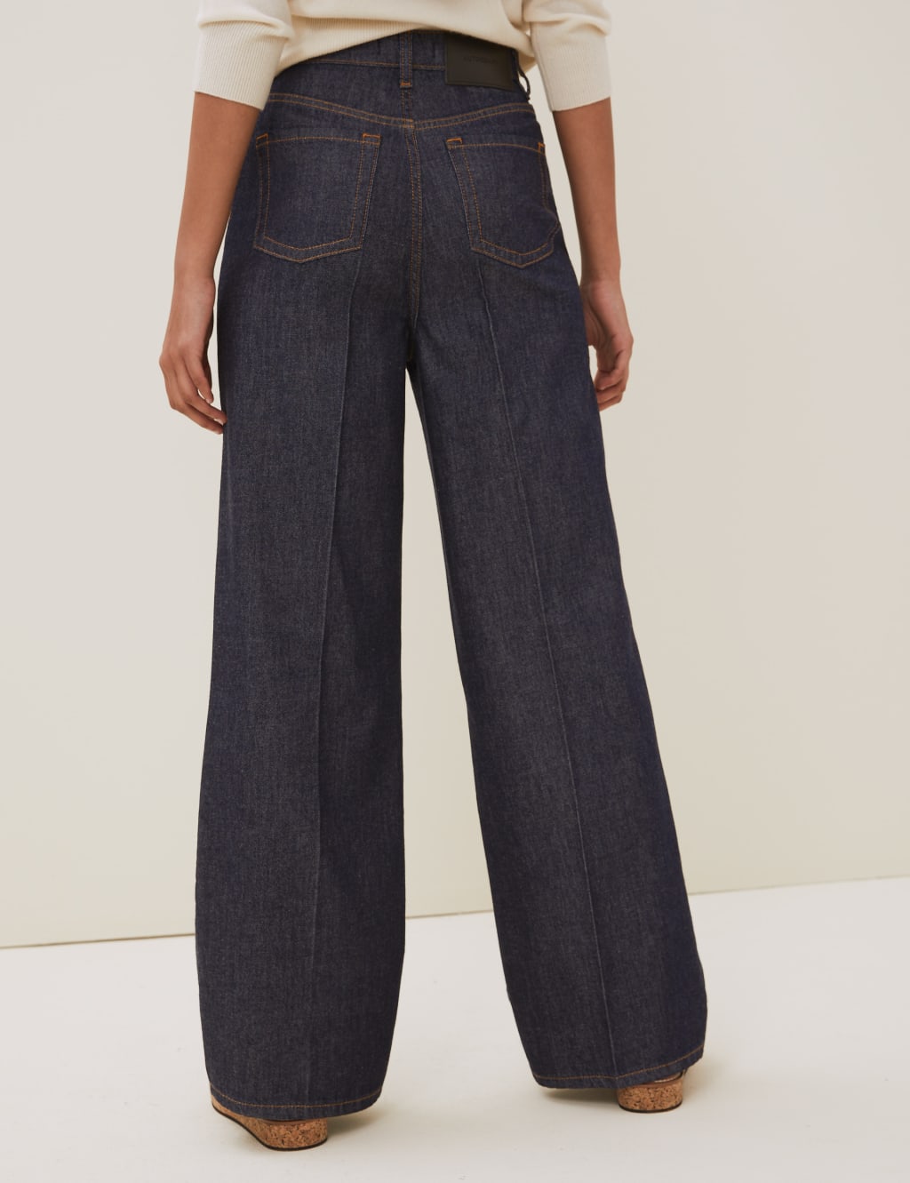High Waisted Wide Leg Jeans with Silk 5 of 7
